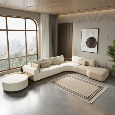 Weißes Modernes Ecksofa L-Form Couch Luxus Polstersofa Wohnzimmermöbel