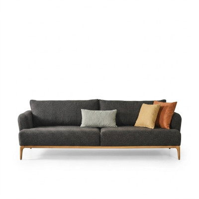 Viersitzer Sofa 4 Sitzer Sofas Modern Design Stoff Polyester Grau Neu