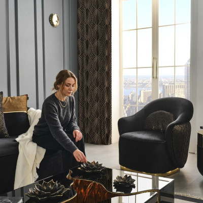 Křeslo Moderní Křeslo s ušákem Závěs Polyester Modré Designové Sedadlo