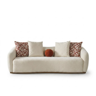 Viersitzer Sofa 4 Sitzer Sofas Modern Design Stoff Polyester Weiß Neu