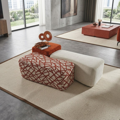 Sitzhocker 3x Hocker Pouf Puff Sitzpouf Textil Stoff Fußhocker Wohnzimmer