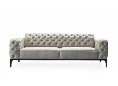 Dreisitzer Sofa 3 Sitzer Sofas Stoff Weiß Wohnzimmer Chesterfield Neu