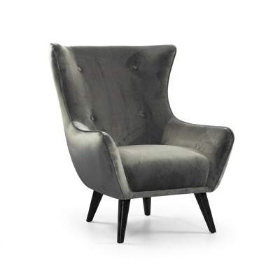 Křeslo s uším látkové obývacího pokoje polyester design šedé moderní sedadlo