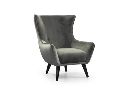Křeslo s uším látkové obývacího pokoje polyester design šedé moderní sedadlo