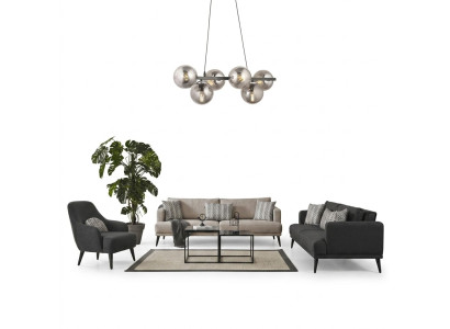 Komplette Couchgarnitur Sofagarnitur 431 Sitzer Grau Stoff Modern Set