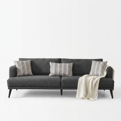 Viersitzer Sofa 4 Sitzer Sofas Stoff Grau Modern Sitzer Wohnzimmer Neu