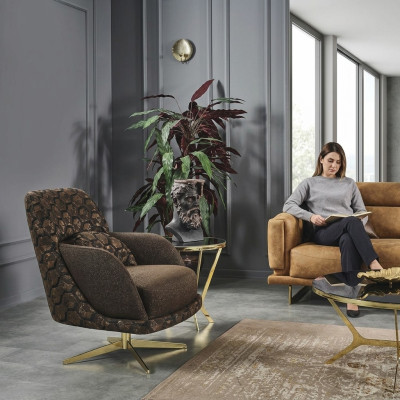 Křeslo křeslo Koktejlová židle tkanina obývací pokoj polyester hnědá