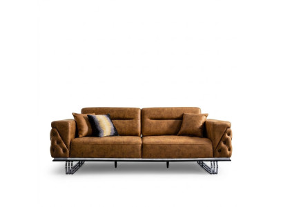 Viersitzer Sofa 4 Sitzer Sofas Kunstleder Braun Wohnzimmer Luxus