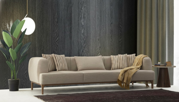 Dreisitzer Sofa 3 Sitzer Sofas Beige Stoff Modern Wohnzimmer Luxus Neu