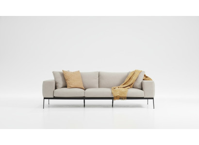 Dreisitzer Sofa 3 Sitzer Sofas Beige Stoff Wohnzimmer Luxus Modern Neu
