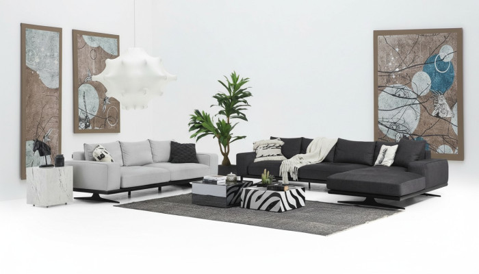Sofagarnitur Ecksofa L-Form Zweisitzer Sitzer Sessel Stoff Grau 3tlg