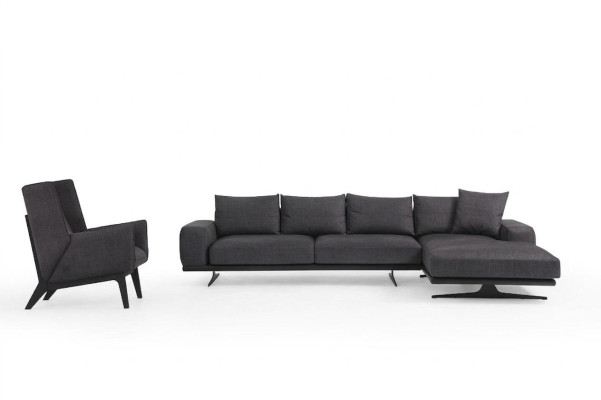 Ecksofa L-Form Křeslo Pohovka Obývací pokoj Šedá Moderní Látka Pohovky 5 míst