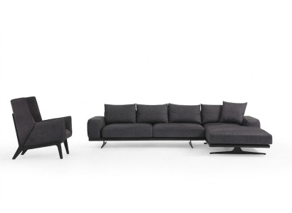 Ecksofa L-Form Křeslo Pohovka Obývací pokoj Šedá Moderní Látka Pohovky 5 míst