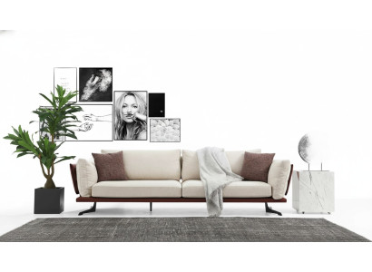 Čtyřmístná pohovka 4místná látková béžová moderní design obývací pokoj luxusní