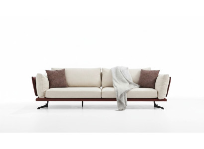 Třísedák Pohovka 3místná Látka Beige Moderní Design Obývací Pokoj Luxus