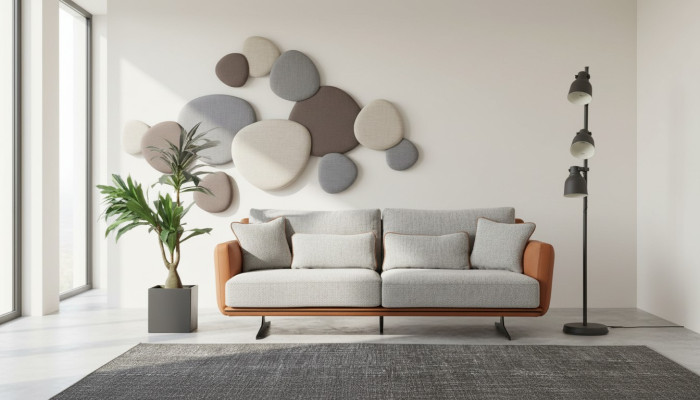 Dreisitzer Sofa 3 Sitzer Stoff Orange Modern Design Wohnzimmer Grau