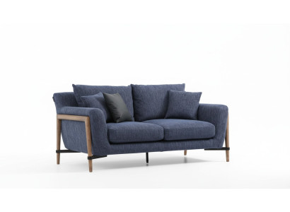 Zweisitzer Sofa 2 Sitzer Stoff Sofas Modern Design Wohnzimmer Blau