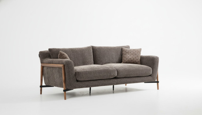 Zweisitzer Sofa 2 Sitzer Stoff Sofas Modern Design Wohnzimmer Grau