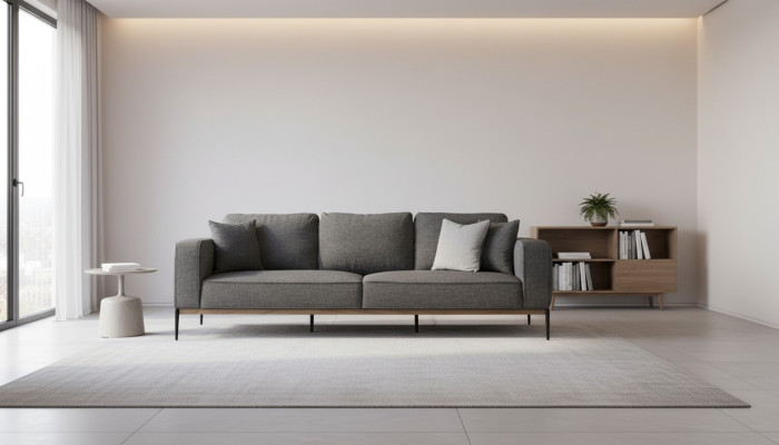 Dreisitzer Sofa 3 Sitzer Stoff Modern Sofas Design Wohnzimmer Grau