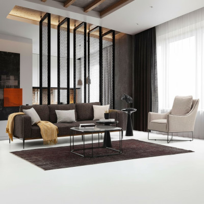 Sofáová sestava 3místná židle třímístná šedá látka Pohovky moderní design