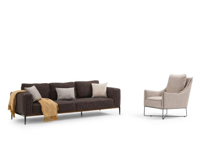Sofáová sestava 3místná židle třímístná šedá látka Pohovky moderní design