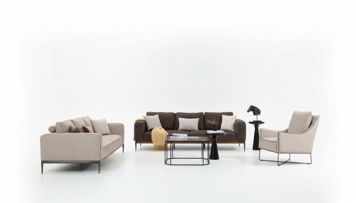 Sofagarnitur 431 Sitzer Sofa Garnitur Beige Sofas Sessel Modern Set