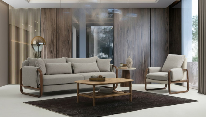 Sedací souprava 21místná křeslo Dvojmísto Moderní látková sedačka Šedá Designová sada