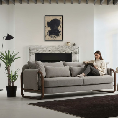 Sofa 4 Sitzer Viersitzer Modern Stoff Grau Sofas Design Wohnzimmer Neu