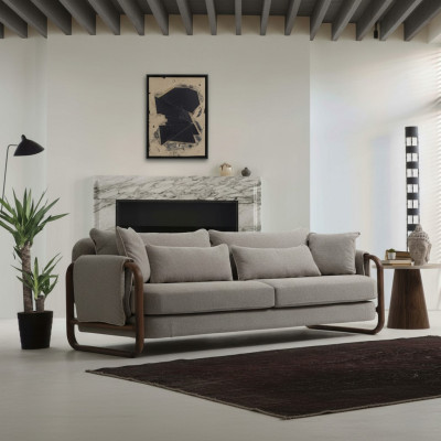 Sofa 4 Sitzer Viersitzer Modern Stoff Grau Sofas Design Wohnzimmer Neu