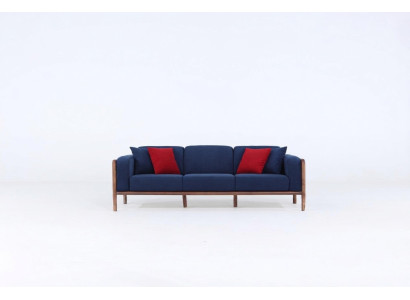 Sofa 3 Sitzer Dreisitzer Modern Stoff Blau Sofas Design Wohnzimmer Neu