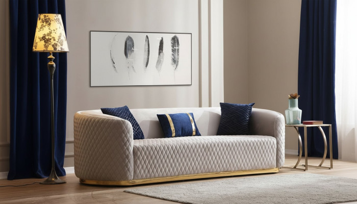 Béžová třímístná nábytek z nerezové oceli Luxus Couche Sofas Design Obývací pokoj nábytek
