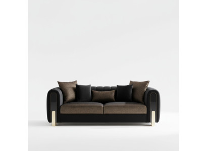 Sofa třímístná moderního designu černé barvy z látky do obývacího pokoje.