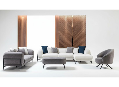 Moderne Couchgarnitur Ecksofa L-Form Sofas Dreisitzer Sessel Stoffmöbel