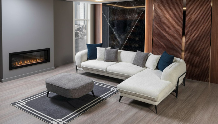 Bílá rohová sedací souprava L-tvaru pro obývací pokoj Sofa Moderní sedací soupravy
