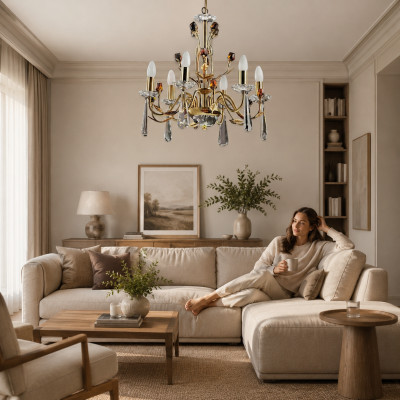 Moderne Kristall Lüster Deckenlampe Deckenprunk Hängekristalllampe