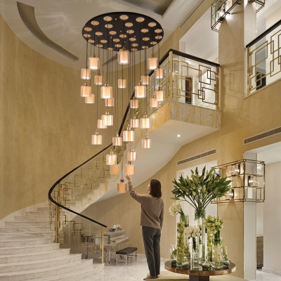 Luxus Kronleuchter Wohnzimmer Deckenleuchter Deckenlampe Lüster Gold