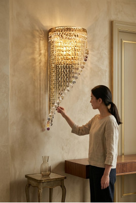 Luxus Zlaté stropní lustry Nástěnné lampy Stínidla závěsného lustru