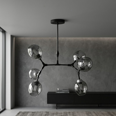 Deckenlampe Lüster Kronleuchter Deckenleuchter Modern Glas Schwarz Neu