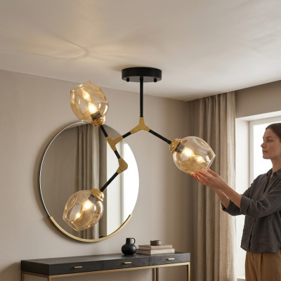 Lüster Kronleuchter Deckenlampe Deckenleuchter Lampen Gold Modern Glas