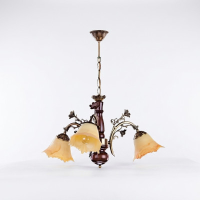 Lüster Deckenlampe Blumen Deckenleuchter Kronleuchter Lampe Glas Beige