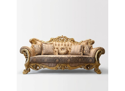 Chesterfield Barock Dreisitzer Couch Möbel Sofa Couchen Stoff Gold