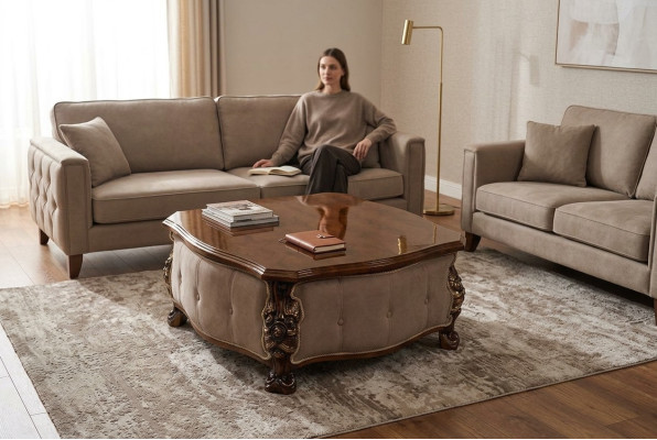 Holz Couchtisch Klassische Wohnzimmer Tische Möbel Braun Quadratisch