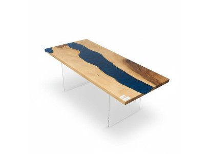 Stůl River Table, pravé dřevo, masivní epoxidová pryskyřice, stoly 181x81 Nový