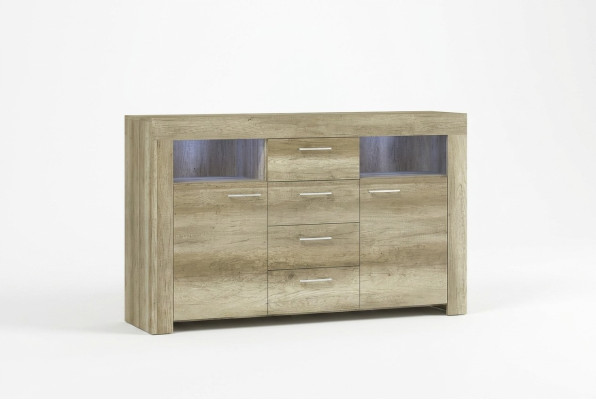 Kommode SK155 Kommoden Sideboard Schrank 2 Türen MDF Holz Schrank 4 Schubladen