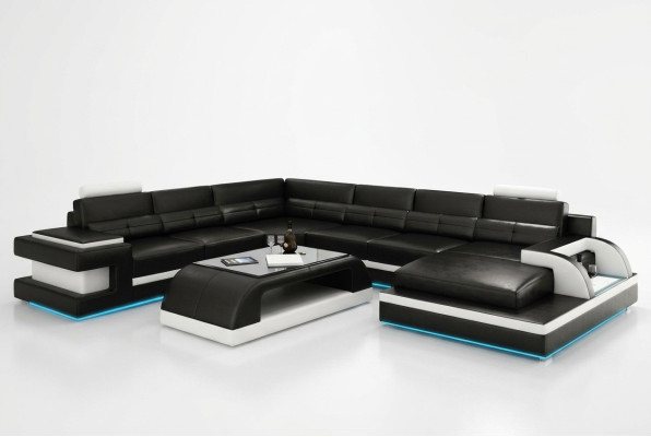 Moderne Ecksofa Couch Polster Eckgarnitur Wohnlandschaft Sofa Eck Garnitur + USB