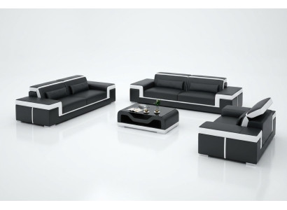 Sofagarnitur 3+3 Sitzer Leder Sofa Couch Polster Garnitur Sofagarnitur