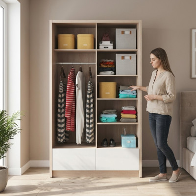 Mehrzweck Regale Schrank Regal Aufbewahrungs Kleiderschrank 130cm Neu Garderobe