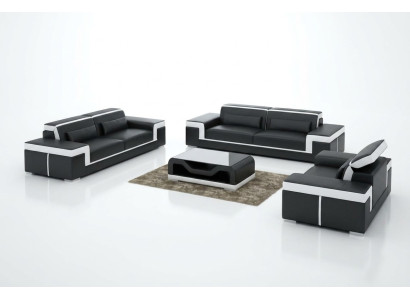 Sofagarnitur 3+2 Sitzer Leder Sofa Couch Polster Garnitur Sofagarnitur G8020D