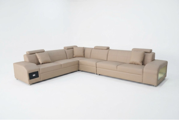 Rohová sedací souprava design moderní pohovka + USB kožená pohovka rozkládací sedací souprava