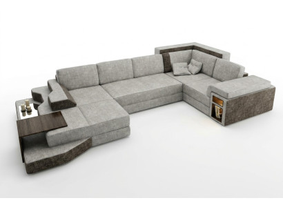 XXL Design Big Sofa mit USB Ecksofa Couch Wohlandschaft U Form Leder Textil Ecke